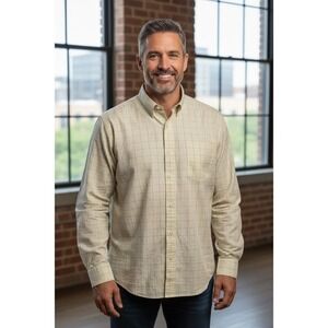 Club Room Mens 18.5 34/35 Regular Fit Plaid Button Down Performance‎ Shirt